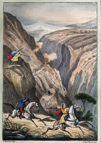 Bataille à la Teniah de Mouzaïa, au col du mont Atlas entre les troupes françaises et la résistance arabe - Unknown artist