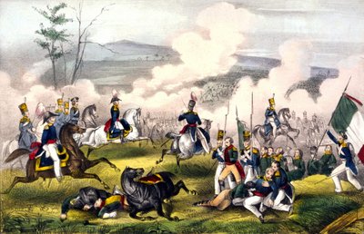 Bataille de Palo Alto : le 08/05/1846 entre 2900 Américains sous le général Taylor et 6000 Mexicains sous le général Arista. Gravure du XIXe siècle - Unknown artist