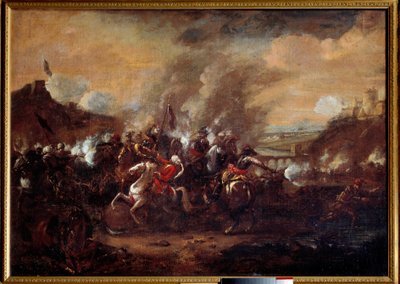 Bataille de Vienne : La levée du siège de Vienne par les Turcs en septembre 1683. Victoire des troupes de la coalition chrétienne dirigée par Jean III Sobieski, Léopold Ier et Charles de Lorraine. Peinture anonyme du 17ème siècle. Nancy, musée historique - Unknown artist