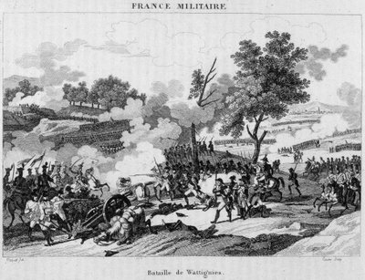 Bataille de Wattignies : Jourdan et Carnot remportent la victoire pour débloquer la ville de Maubeuge assiégée par les Autrichiens, octobre 1793. Gravure du 19e siècle - Unknown artist