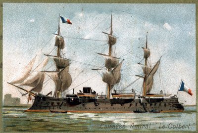 Cuirassé Amiral « Le Colbert ». Chromolithographie du XIXe siècle. - Unknown artist
