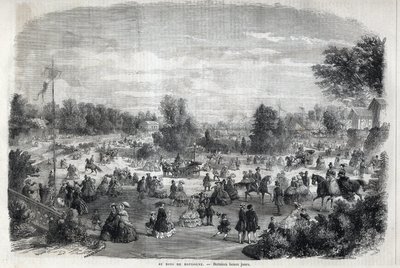 Beaux jours au Bois de Boulogne à Paris. Gravure dans « L