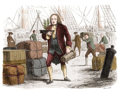 Bernard de Jussieu (1699-1777), botaniste français apportant deux cèdres du Liban d