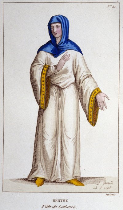 Berthe, fille de Lothaire II, Roi de Lotharingie. gravure de 1830 - Unknown artist
