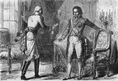 Trahison de Bernadotte - Jean Baptiste Jules Bernadotte (1763-1844) reçoit un envoyé (agent secret) de Prusse à Stockholm, Suède le 18 décembre - Unknown artist