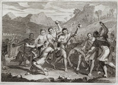 Bible de Royaumont, Ancien Testament : Blasphémateur Lapide. Dieu transforme en pierre un blasphémateur de son saint nom, et un autre qui a violé le saint Shabbat, ramassant quelques brins de paille dans le champ. Illustration de 1811 - Unknown artist