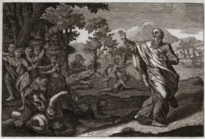 Bible de Royaumont, Ancien Testament : Enfants dévorés par des ours. Des enfants se moquant de la calvitie d