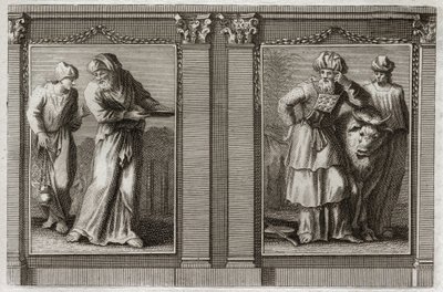 Bible de Royaumont, Ancien Testament : Vêtements des prêtres. Figure des vêtements du Grand Prêtre et des autres Lévites. Illustration de 1811. - Unknown artist