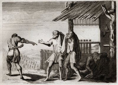 Bible de Royaumont, Ancien Testament : Cham maudit par son père (ivresse de Noé). Cham, le second des enfants de Noé, voit son père dans une posture indécente, ne s