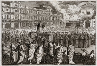 Bible de Royaumont, Ancien Testament : Dédicace du Temple. Salomon rassemble tout son peuple pour célébrer avec plus de solennité la dédicace de son Temple. Illustration de 1811. - Unknown artist
