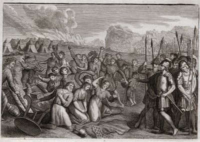 Bible de Royaumont, Ancien Testament : Destruction de Haï. Josué, après la ruine de Jéricho, attaque la ville de Haï, où il est d