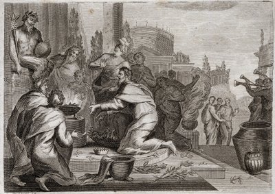 Bible de Royaumont, Ancien Testament : Chute de Salomon. Salomon est corrompu par les femmes et offre de l