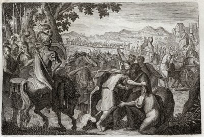 Bible de Royaumont, Ancien Testament : Jacob va en Égypte. Jacob va retrouver Joseph avec toute sa famille. Illustration de 1811. - Unknown artist