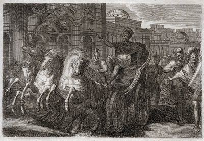 Bible de Royaumont, Ancien Testament : Jézabel mangée par les chiens. Jéhu fait jeter Jézabel par une fenêtre, et elle est mangée par les chiens. Illustration de 1811. - Unknown artist