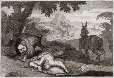 Bible de Royaumont, Ancien Testament : Prophète désobéissant. Un prophète, ayant détourné Jéroboam de son impiété, est tué par un lion, car il n