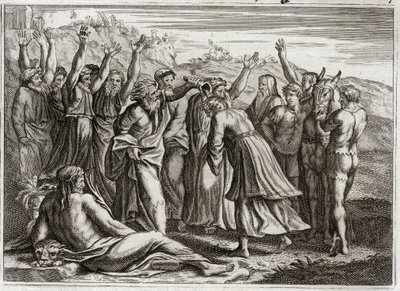 Bible de Royaumont, Ancien Testament : Salomon roi. David établit Salomon roi à la prière de Bethsabée et du prophète Nathan. Illustration de 1811. - Unknown artist