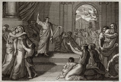 Bible de Royaumont, Ancien Testament : Suzanne délivrée. Dieu utilise la sagesse du jeune Daniel pour délivrer Suzanne de la mort, à laquelle elle avait été injustement condamnée. Illustration de 1811 - Unknown artist