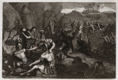 Bible de Royaumont, Ancien Testament : Voleurs de Siceleg. Des Amalécites viennent piller Siceleg en l
