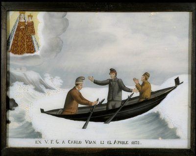 Bateau en mer agitée - ex-voto de Notre Dame de Laghet - Unknown artist