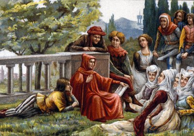 Boccace lisant le Décaméron à ses amis pendant l