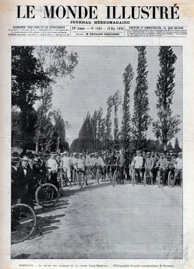 Bordeaux - le départ de la course Paris-Bordeaux - couverture de « Le Monde Illustré » de 1895 - Unknown artist