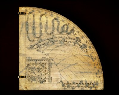 Cadran en laiton montrant les lignes horaires du mouvement du soleil et indiquant son entrée dans les signes du zodiaque - Unknown artist