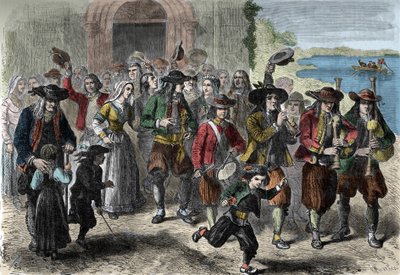 Coutume bretonne : couple de jeunes mariés à la sortie de l