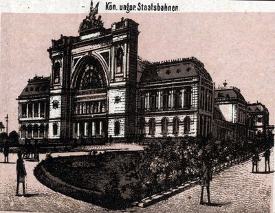 Budapest, Hongrie : vue de la gare magyar királyi államvasutak - Unknown artist