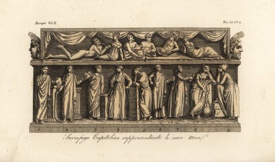 Sarcophage capitolin bas-relief représentant les Neuf Muses - Unknown artist