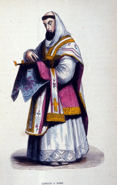 Capucin à Rome. Gravure d