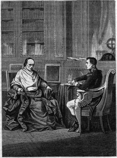 Le cardinal Giambattista Caprara, nommé légat à Paris par Pie VII, reçu à Malmaison par Napoléon Bonaparte en 1801 - Unknown artist