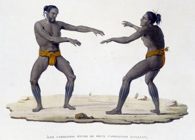 Hommes caroliniens dansant (îles Carolines, Océanie) - Unknown artist
