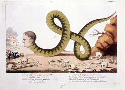 Caricature de Napoléon Ier représenté comme un serpent. Serpent d