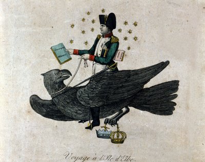 Caricature de Napoléon sur son exil à l