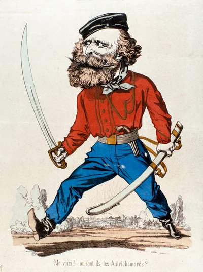 Caricature de Giuseppe Garibaldi (1807-1882), patriote italien, s