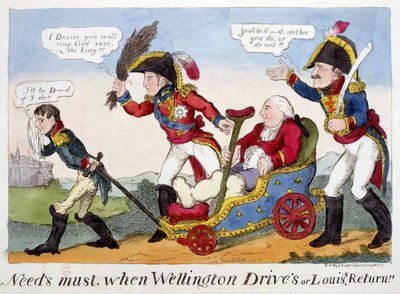 Caricature de Napoléon 1er, Louis XVIII et Wellington - dans "Napoléon 1er", collection de caricatures - Unknown artist