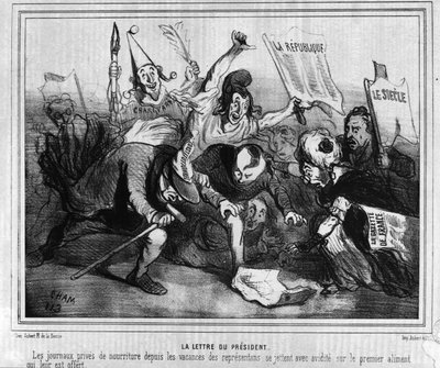 Caricature sur la campagne électorale pour la première élection présidentielle du 10 décembre 1848 avec la Bataille des Journaux. - Unknown artist
