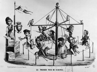 Caricature sur le premier tour des élections présidentielles de 1848. Louis-Napoléon Bonaparte symbolisé par l
