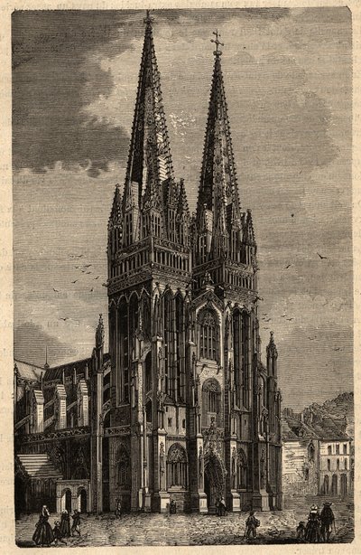 Cathédrale Saint-Corentin de Quimper - gravure dans « PATRIE - DESCRIPTION PICTURESQUE DE LA FRANCE EN 6 VOLUMES » par Lucien Huard - fin du 19e siècle - Unknown artist