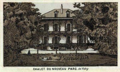 Chalet du nouveau parc de Vichy (Allier et région Auvergne). Chromolithographie de la fin du XIXe siècle - Unknown artist