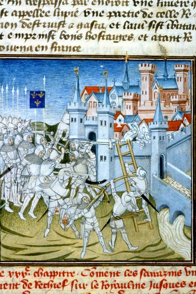 Charles Martel à Poitiers, 732 - Miniature du 14e siècle (réf. 512, 074r) Demande de permission à la Bibliothèque municipale de Toulouse (tél : 05 62 27 66 66) - Unknown artist