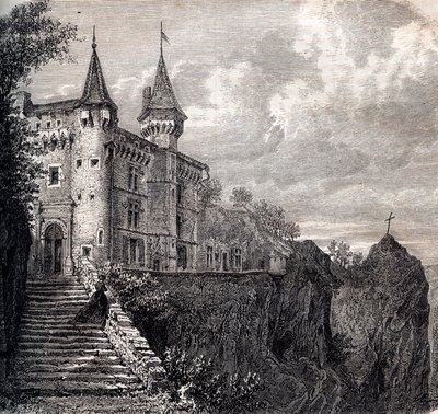 Château de la Rochelambert à Saint-Paulien - Haute-Loire - Auvergne-Rhône-Alpes - gravure vers 1867 - Unknown artist