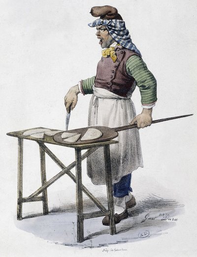 Marchand de fromage en Italie - lithographie - Unknown artist