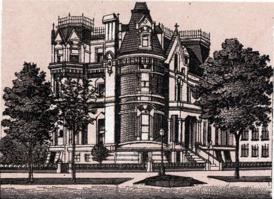 Chicago, États-Unis : vue du coin de Prairie Avenue et de la 22e Rue. dans « Le Monde Illustré 168 vues » Sans date (fin XIXe siècle) - Unknown artist