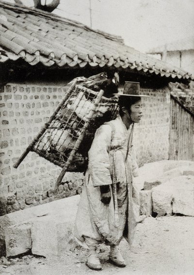 Marchand de poulets, Corée, fin du XIXe siècle - Unknown artist