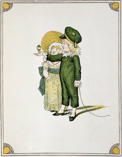 Enfants jouant à la toupie - Unknown artist