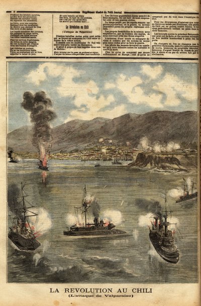 Le Chili, en pleine guerre civile, peu après avoir obtenu son indépendance, les cuirassés des insurgés, appelés congressistes, bombardent les ports chiliens, pour lutter contre l