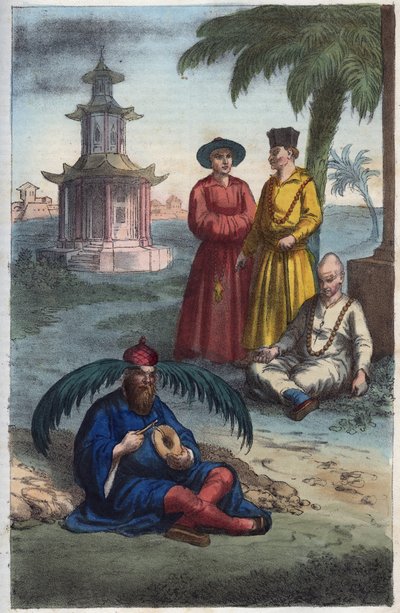 Bonzes chinois - Moines chinois - gravure de "Usi e Costumi di Tutti i Popoli dell