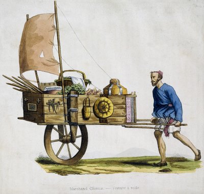 Marchand chinois et son chariot à voile - Unknown artist