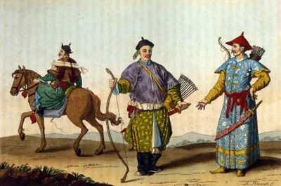 Mandarins militaires chinois de différentes époques - dans "Le costume ancien et moderne" de J. Ferrario, éd. Milan - Unknown artist